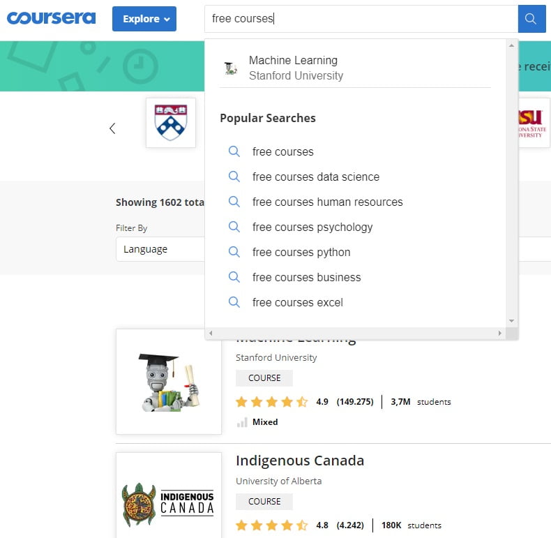 Coursera free courses