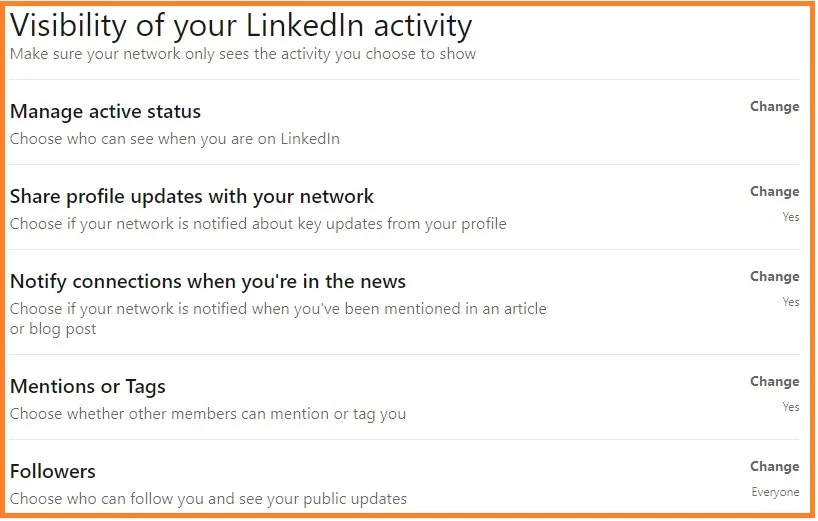 Visibility of your LinkedIn activity